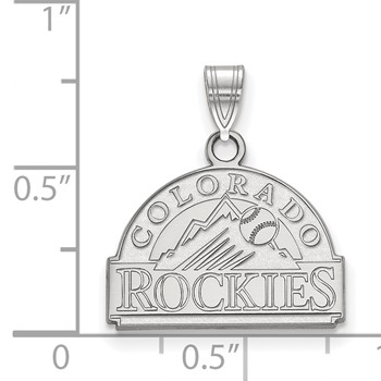 10k White Gold Major League Baseball LogoArt Colorado Rockies Small Pendant — alternate view