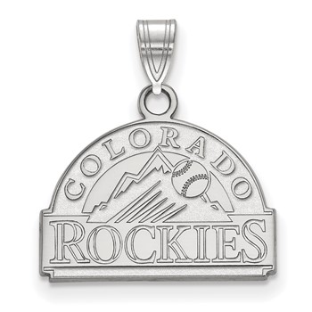 10k White Gold Major League Baseball LogoArt Colorado Rockies Small Pendant