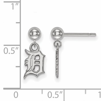 Sterling Silver Rhodium Plated Major League Baseball LogoArt Detroit Tigers Dangle Post Earrings — alternate view