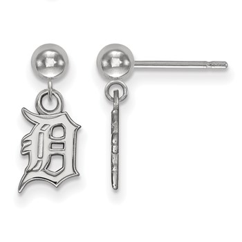 Sterling Silver Rhodium Plated Major League Baseball LogoArt Detroit Tigers Dangle Post Earrings