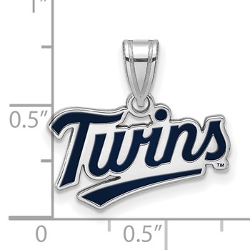 Sterling Silver Rhodium Plated Major League Baseball LogoArt Minnesota Twins Small Enamel Pendant — alternate view