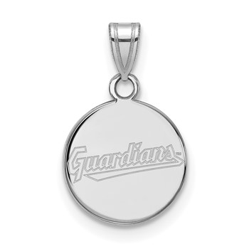 14k White Gold Major League Baseball LogoArt Cleveland Guardians Small Disc Pendant