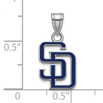 Sterling Silver Rhodium Plated Major League Baseball LogoArt San Diego Padres S-D Enamel Pendant — alternate view