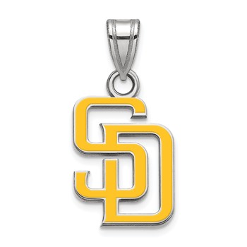 Sterling Silver Rhodium Plated Major League Baseball LogoArt San Diego Padres S-D Enamel Pendant