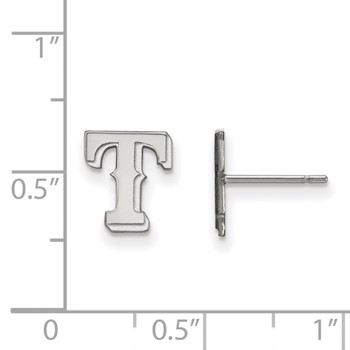 14k White Gold Major League Baseball LogoArt Texas Rangers Letter T Extra Small Post Earrings — alternate view