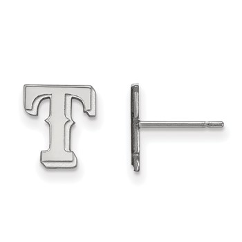 14k White Gold Major League Baseball LogoArt Texas Rangers Letter T Extra Small Post Earrings