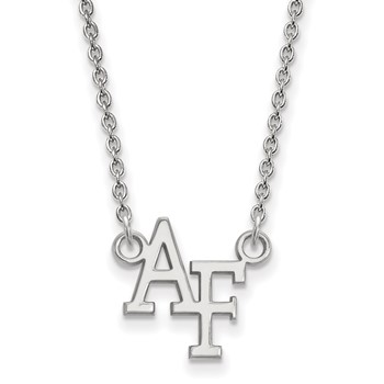 10k White Gold LogoArt United States Air Force Academy A-F Small Pendant 18 inch Necklace