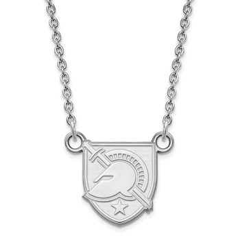 10k White Gold LogoArt U.S. Military Academy Letter A Small Pendant 18 inch Necklace