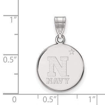 14k White Gold LogoArt US Naval Academy Medium Disc Pendant — alternate view