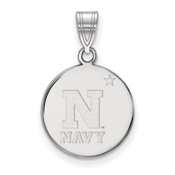 14k White Gold LogoArt US Naval Academy Medium Disc Pendant