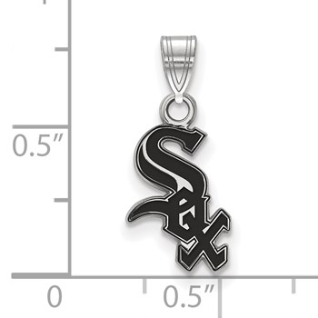 Sterling Silver Rhodium Plated Major League Baseball LogoArt Chicago White Sox Enamel Pendant — alternate view