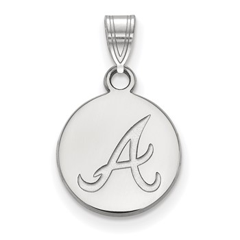 10k White Gold Major League Baseball LogoArt Atlanta Braves Small Disc Pendant