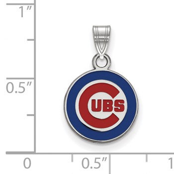 Sterling Silver Rhodium Plated Major League Baseball LogoArt Chicago Cubs Enamel Pendant — alternate view