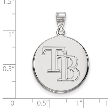 SS/Rh-p Major League Baseball LogoArt Tampa Bay Rays Large Disc Pendant — alternate view