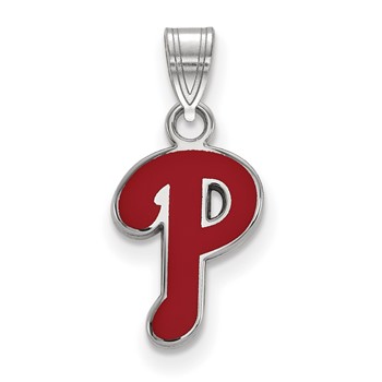 Sterling Silver Rhodium Plated Major League Baseball LogoArt Philadelphia Phillies Enamel Pendant