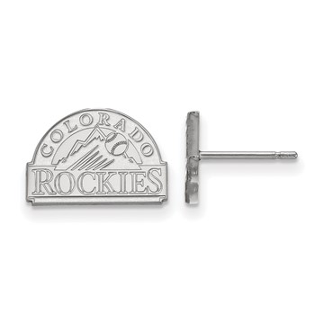 Sterling Silver Rhodium Plated Major League Baseball LogoArt Colorado Rockies Post Earrings
