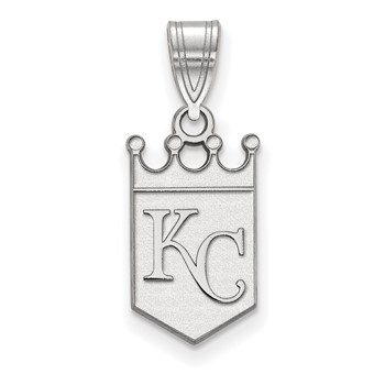 14k White Gold Major League Baseball LogoArt Kansas City Royals K-C Crown Pendant