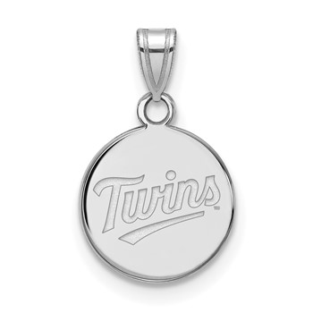 10k White Gold Major League Baseball LogoArt Minnesota Twins T-C Small Disc Pendant