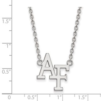 Sterling Silver Rhodium-plated LogoArt United States Air Force Academy A-F Large Pendant 18 inch Necklace — alternate view