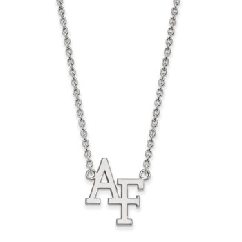 Sterling Silver Rhodium-plated LogoArt United States Air Force Academy A-F Large Pendant 18 inch Necklace