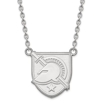 10k White Gold LogoArt U.S. Military Academy Letter A Large Pendant 18 inch Necklace