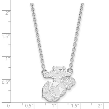 Sterling Silver Rh-Plat U.S. Marine Corps Split Chain Pendant — alternate view