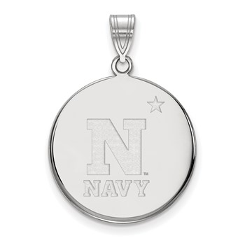 10k White Gold LogoArt US Naval Academy Large Disc Pendant