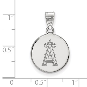 Sterling Silver Rhodium Plated Major League Baseball LogoArt Los Angeles Angels Medium Disc Pendant — alternate view