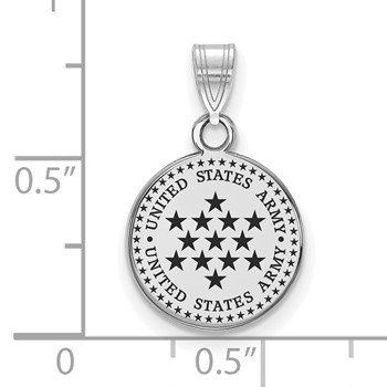 Sterling Silver Rhodium-plated Small United States Army Enameled Pendant — alternate view