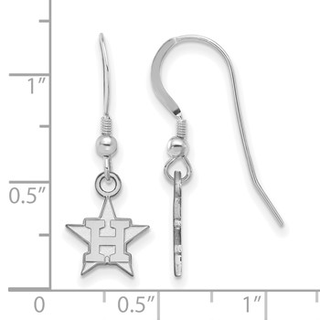Sterling Silver Rhodium Plated Major League Baseball LogoArt Houston Astros Dangle Earrings — alternate view