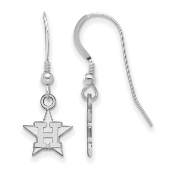 Sterling Silver Rhodium Plated Major League Baseball LogoArt Houston Astros Dangle Earrings