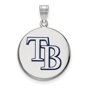 SS/Rh-p Major League Baseball LogoArt Tampa Bay Rays Enameled Pendant