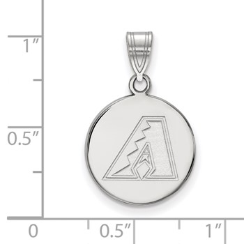 Sterling Silver Rhodium Plated Major League Baseball LogoArt Arizona Diamondbacks Disc Pendant — alternate view