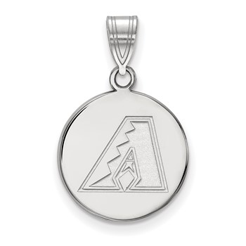 Sterling Silver Rhodium Plated Major League Baseball LogoArt Arizona Diamondbacks Disc Pendant