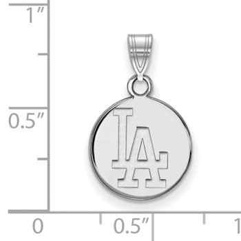 Sterling Silver Rhodium Plated Major League Baseball LogoArt Los Angeles Dodgers Disc Pendant — alternate view