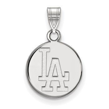 Sterling Silver Rhodium Plated Major League Baseball LogoArt Los Angeles Dodgers Disc Pendant