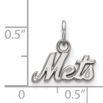 14k White Gold Major League Baseball LogoArt New York Mets Script Extra Small Pendant — alternate view