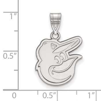 Sterling Silver Rhodium Plated Major League Baseball LogoArt Baltimore Orioles w/Cap Pendant — alternate view