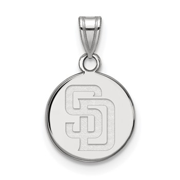 14k White Gold Major League Baseball LogoArt San Diego Padres S-D Small Disc Pendant