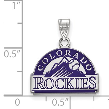 Sterling Silver Rhodium Plated Major League Baseball LogoArt Colorado Rockies Enamel Pendant — alternate view