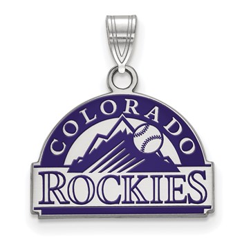 Sterling Silver Rhodium Plated Major League Baseball LogoArt Colorado Rockies Enamel Pendant