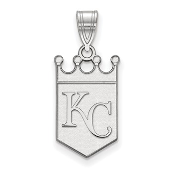 10k White Gold Major League Baseball LogoArt Kansas City Royals K-C Crown Pendant