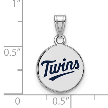 Sterling Silver Rhodium Plated Major League Baseball LogoArt Minnesota Twins Enamel Disc Pendant — alternate view