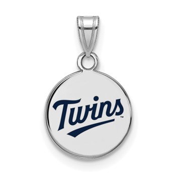 Sterling Silver Rhodium Plated Major League Baseball LogoArt Minnesota Twins Enamel Disc Pendant