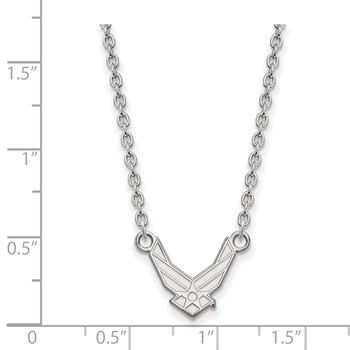 Sterling Silver Rhodium-plated LogoArt U.S. Air Force Small Pendant 18 inch Necklace — alternate view