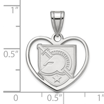 Sterling Silver Rhodium-plated LogoArt U.S. Military Academy Letter A Heart Pendant — alternate view