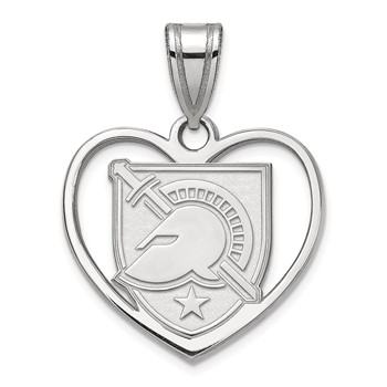 Sterling Silver Rhodium-plated LogoArt U.S. Military Academy Letter A Heart Pendant