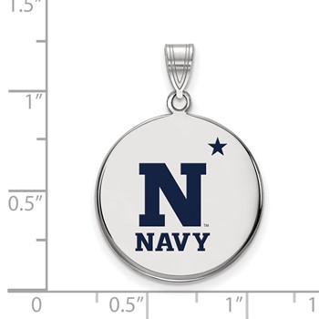 Sterling Silver Rhodium-plated LogoArt US Naval Academy Large Enameled Disc Pendant — alternate view
