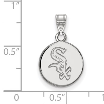14k White Gold Major League Baseball LogoArt Chicago White Sox Small Disc Pendant — alternate view