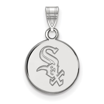 14k White Gold Major League Baseball LogoArt Chicago White Sox Small Disc Pendant